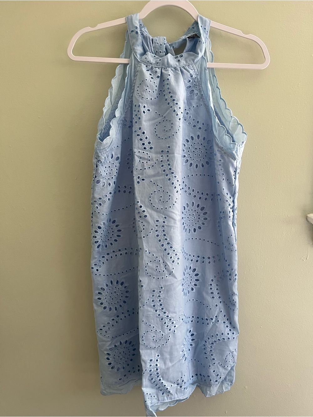 SHEIN Light Blue Eyelet Halter Dress